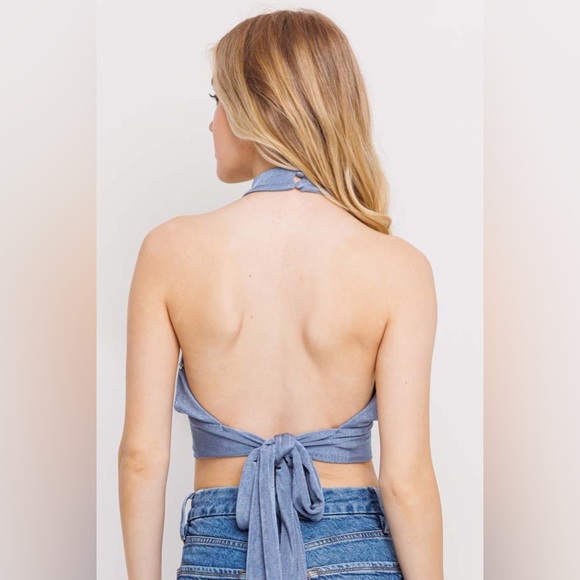 Slinky Tie Back Halter Crop Top - Picture 5 of 5